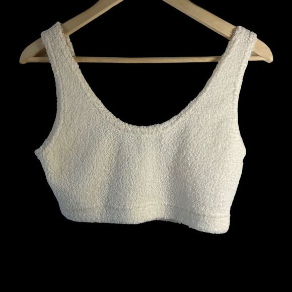 Lovers + Friends Ivory Fleecy Cropped Tank Style Bra Top Sz S - Picture 1 of 7